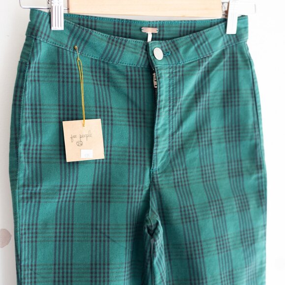 Free People | Green Plaid Pants - Picture 3 of 3